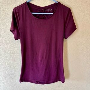 Athleta Encore Open Back Cinch Rich Burgundy Short Sleeve Tee Size S